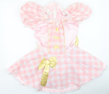rubies Girls Pink Plaid Polyester Ball Gown  Size M  Square Neck