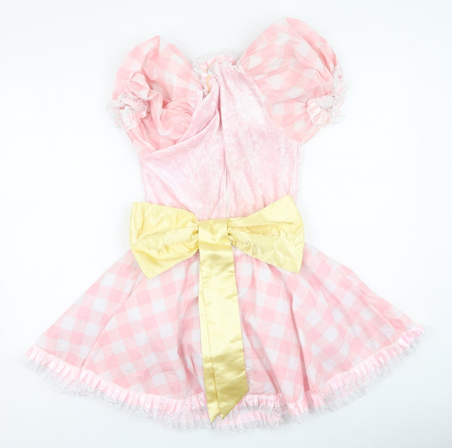 rubies Girls Pink Plaid Polyester Ball Gown  Size M  Square Neck
