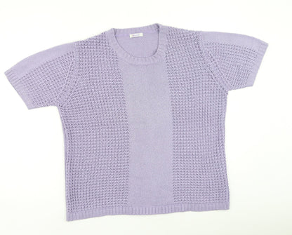 Damart Womens Purple Round Neck  Acrylic Pullover Jumper Size M