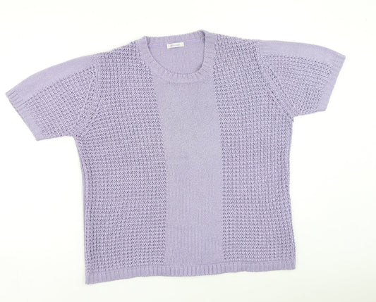 Damart Womens Purple Round Neck  Acrylic Pullover Jumper Size M