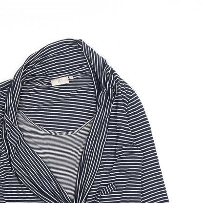 cc Womens Beige Striped Viscose Basic Blouse Size M Round Neck