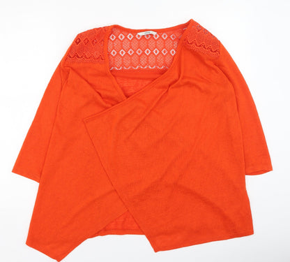 George  Womens Orange V-Neck  Polyester Cardigan Jumper Size S