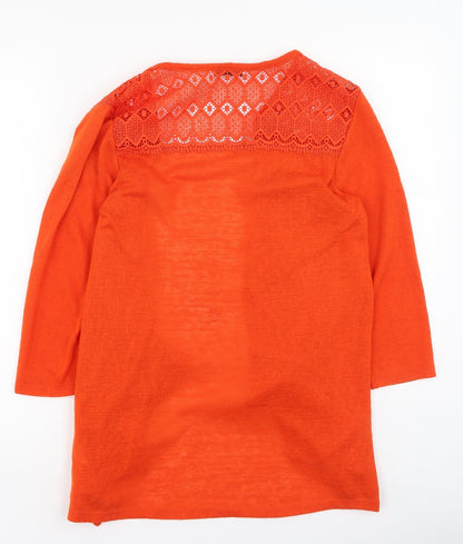 George  Womens Orange V-Neck  Polyester Cardigan Jumper Size S