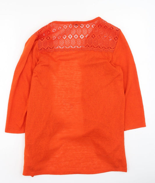 George  Womens Orange V-Neck  Polyester Cardigan Jumper Size S