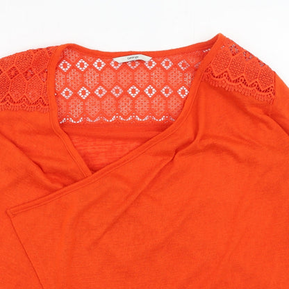 George  Womens Orange V-Neck  Polyester Cardigan Jumper Size S