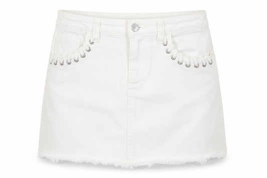 Denim & Co. Girls Ivory  Cotton Mini Skirt Size 11-12 Years  Regular