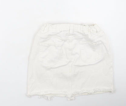 Denim & Co. Girls Ivory  Cotton Mini Skirt Size 11-12 Years  Regular