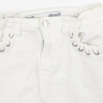 Denim & Co. Girls Ivory  Cotton Mini Skirt Size 11-12 Years  Regular