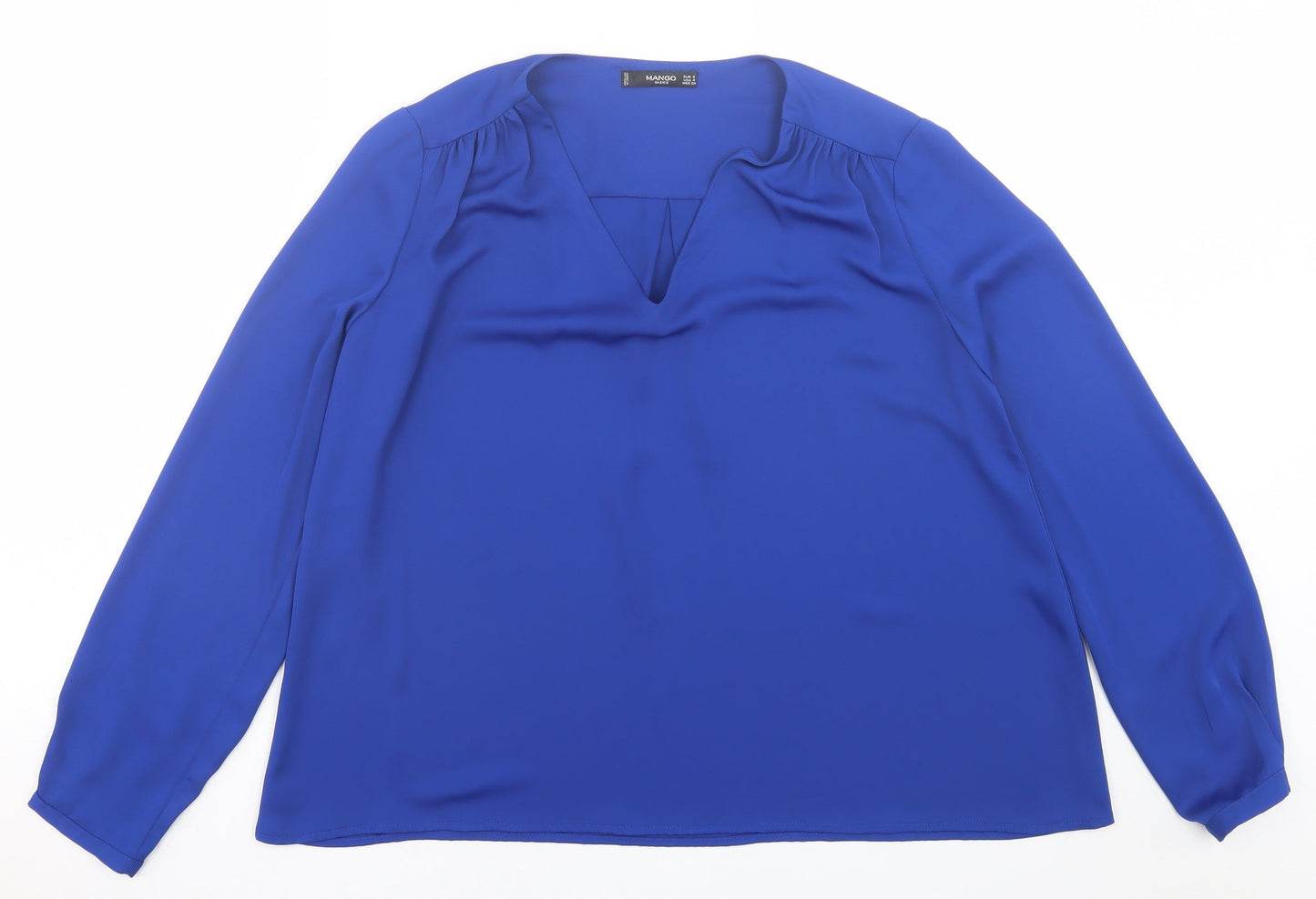 Womens UK Size S Mango Blue Basic Blouse