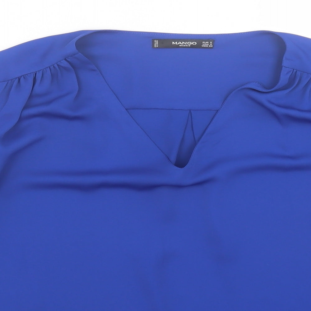 Womens UK Size S Mango Blue Basic Blouse