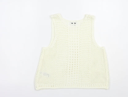 Womens UK Size 10 Topshop Ivory Basic Tank