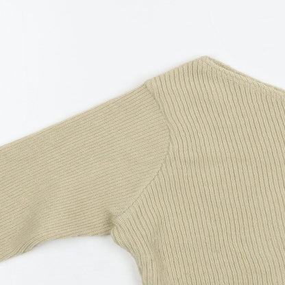 I SAW IT FIRST Womens Beige  Acrylic Basic Blouse Size 8 One Shoulder