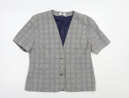 Paul Separates Womens Grey Plaid  Jacket Blazer Size 16  Button