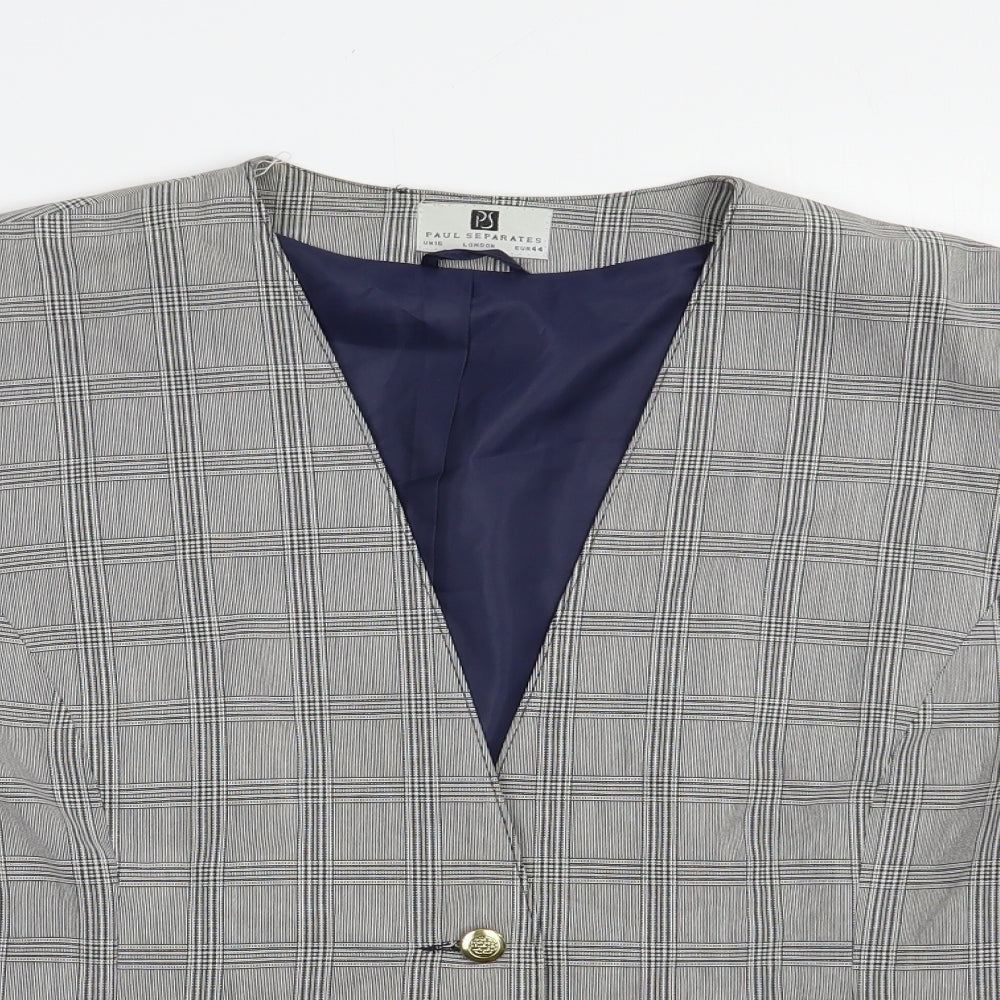 Paul Separates Womens Grey Plaid  Jacket Blazer Size 16  Button