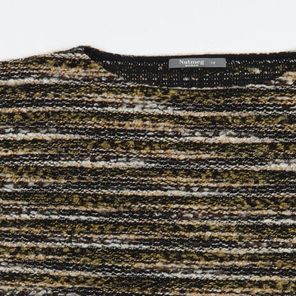 Nutmeg Womens Green Boat Neck Striped Acrylic Pullover Jumper Size 12