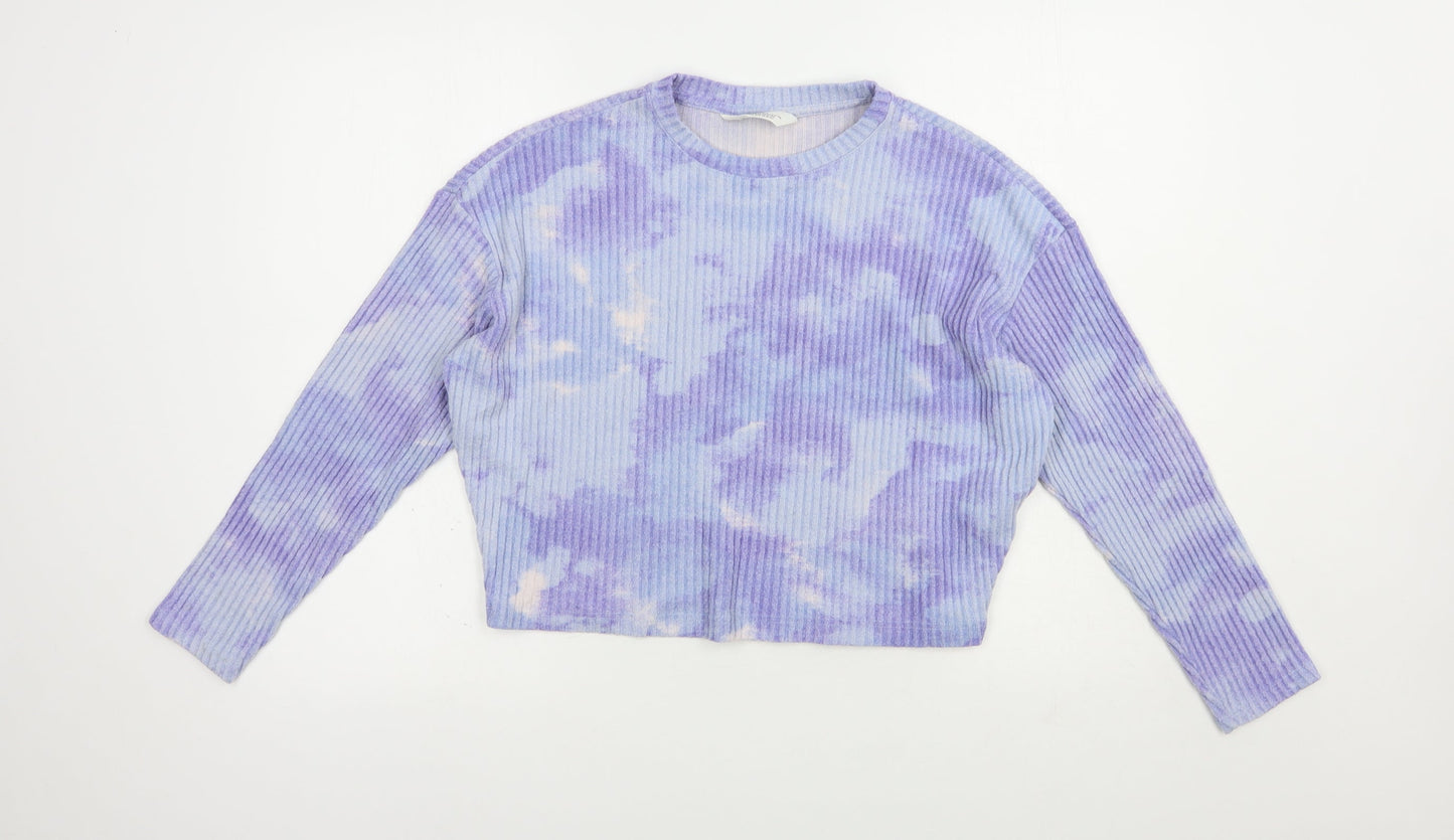 H&M Girls Purple Geometric Viscose Pullover Sweatshirt Size 12-13 Years  Pullover - Batik