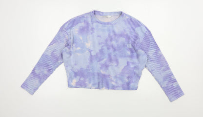 H&M Girls Purple Geometric Viscose Pullover Sweatshirt Size 12-13 Years  Pullover - Batik