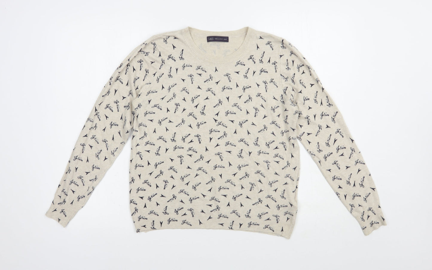 Womens UK Size 14 Marks and Spencer Beige Pullover Jumper