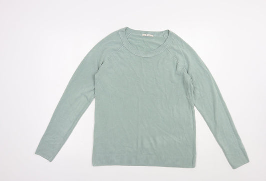 TU Womens Green Scoop Neck  Acrylic Pullover Jumper Size 14
