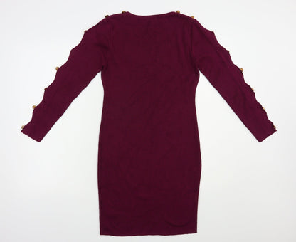 Preworn Womens Purple  Cotton Bodycon  Size M  Crew Neck Pullover