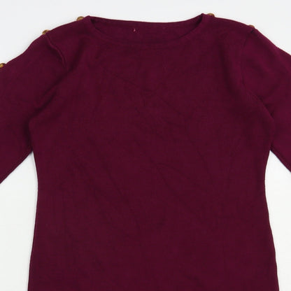 Preworn Womens Purple  Cotton Bodycon  Size M  Crew Neck Pullover