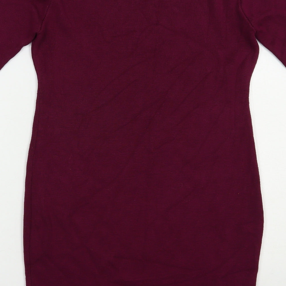 Preworn Womens Purple  Cotton Bodycon  Size M  Crew Neck Pullover