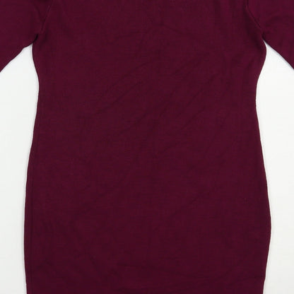 Preworn Womens Purple  Cotton Bodycon  Size M  Crew Neck Pullover