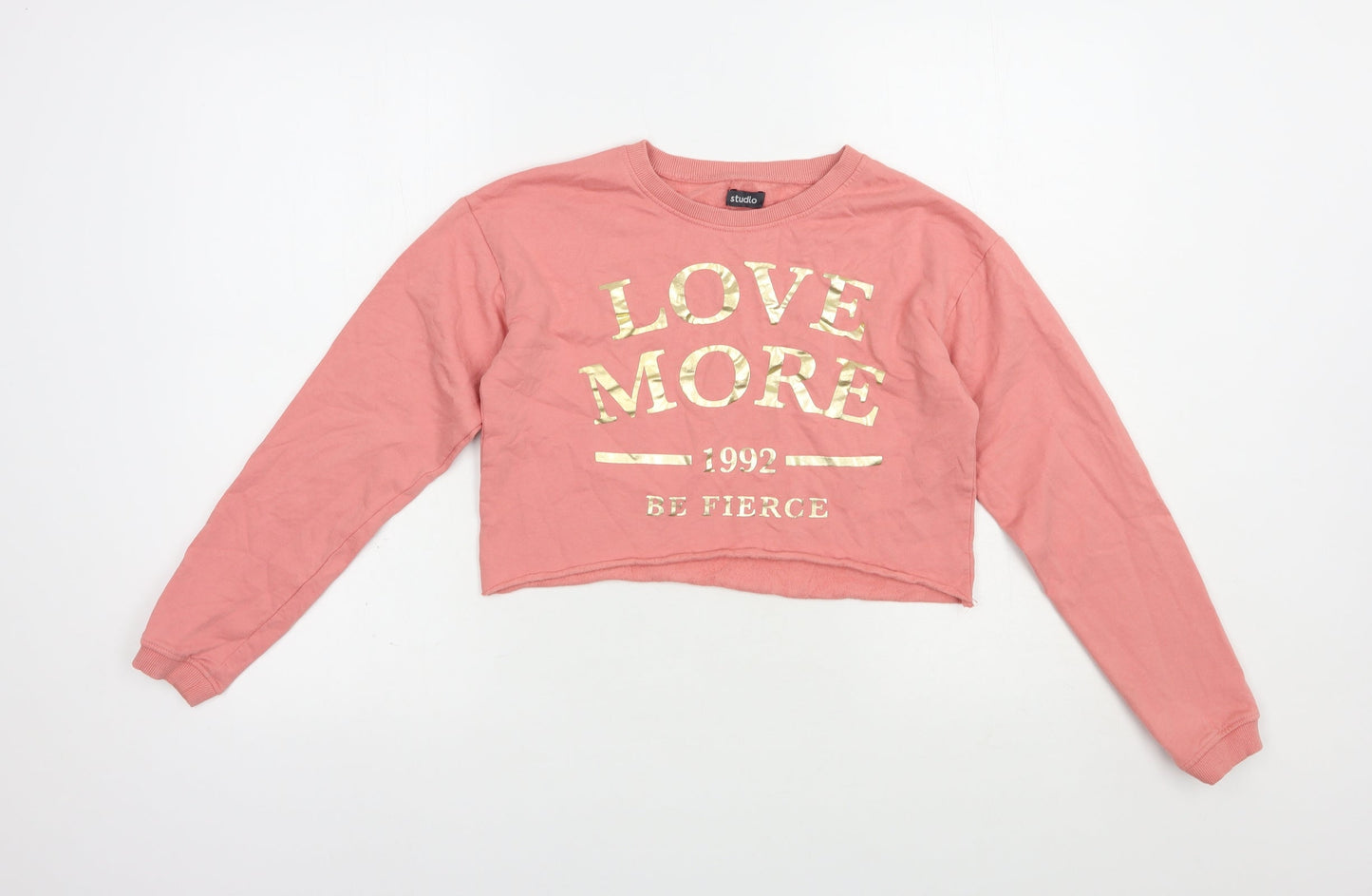Studio Girls Pink  Cotton Pullover Sweatshirt Size 12-13 Years  Pullover - Love More