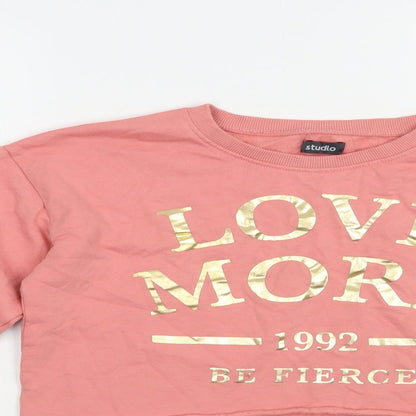 Studio Girls Pink  Cotton Pullover Sweatshirt Size 12-13 Years  Pullover - Love More