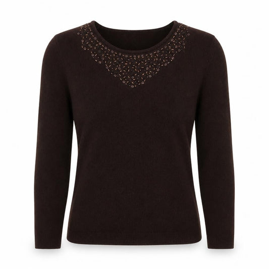 Womens UK Size S Ellie Louise Brown Basic Blouse