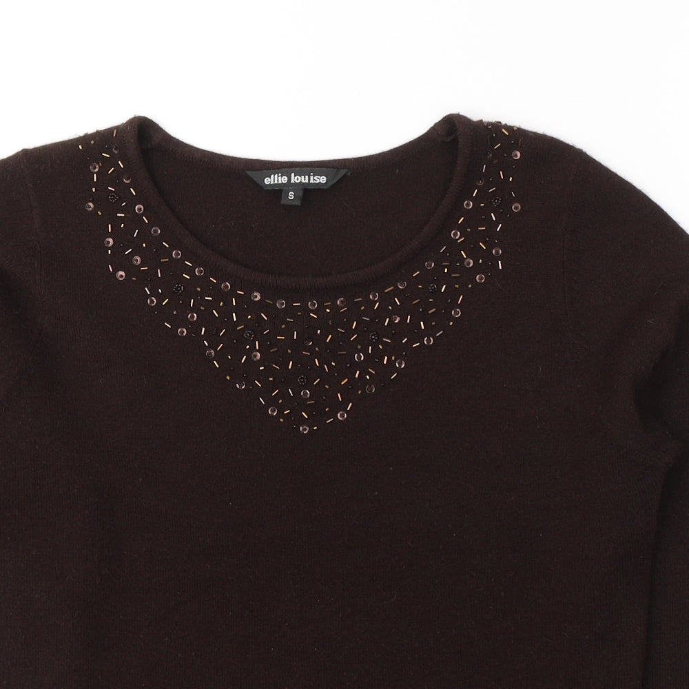 Womens UK Size S Ellie Louise Brown Basic Blouse