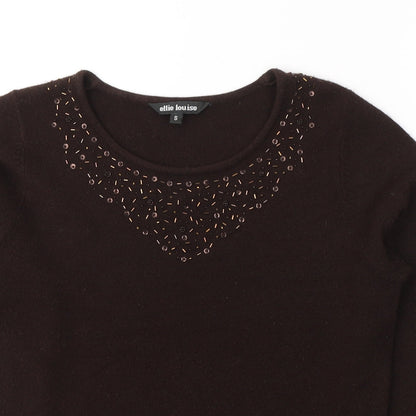 Womens UK Size S Ellie Louise Brown Basic Blouse