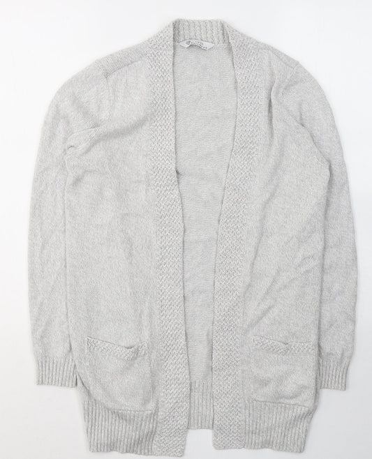 BHS Womens Grey V-Neck  Cotton Cardigan Jumper Size 10