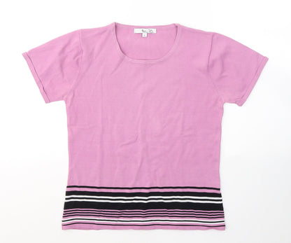 Klass Womens Pink  Polyester Basic T-Shirt Size S Round Neck