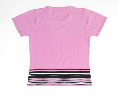 Klass Womens Pink  Polyester Basic T-Shirt Size S Round Neck