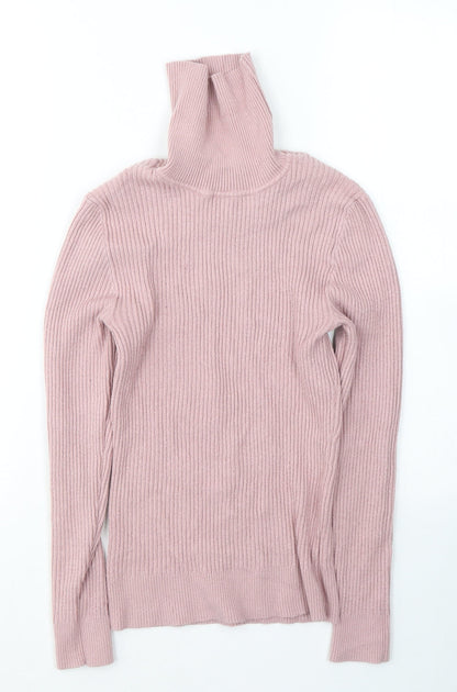Primark Womens Pink Roll Neck  Acrylic Pullover Jumper Size M