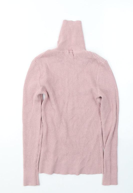 Primark Womens Pink Roll Neck  Acrylic Pullover Jumper Size M