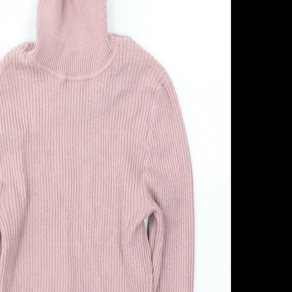 Primark Womens Pink Roll Neck  Acrylic Pullover Jumper Size M
