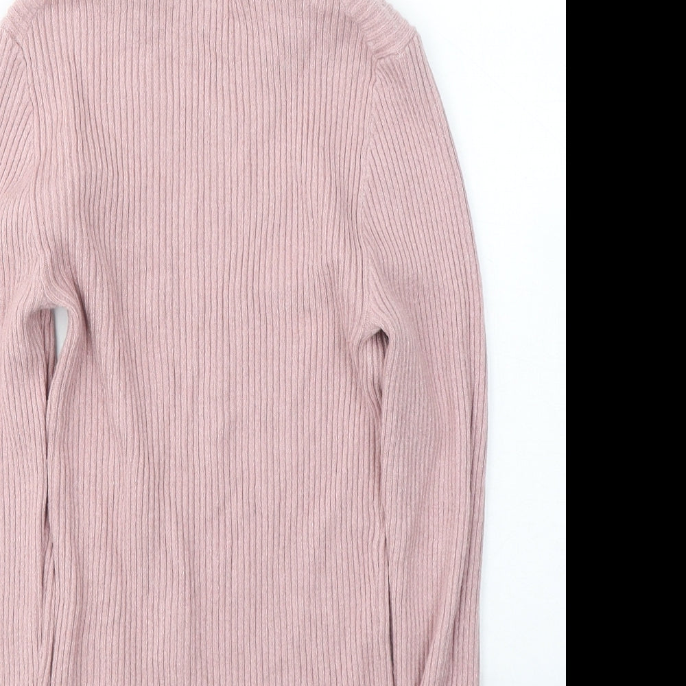 Primark Womens Pink Roll Neck  Acrylic Pullover Jumper Size M