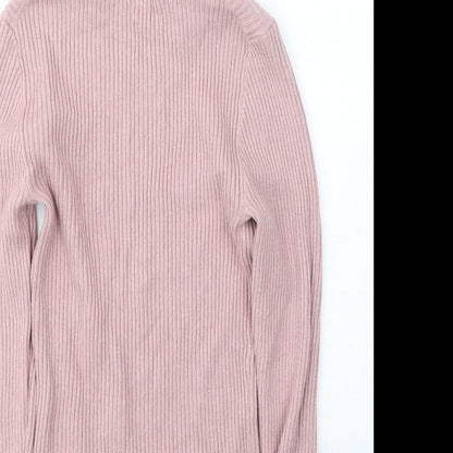Primark Womens Pink Roll Neck  Acrylic Pullover Jumper Size M