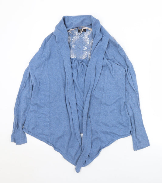 F&F Womens Blue Collared  Cotton Cardigan Jumper Size 12