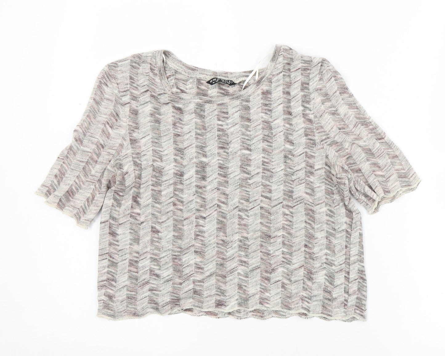 Womens UK Size 12 Select Multicoloured Cropped T-Shirt