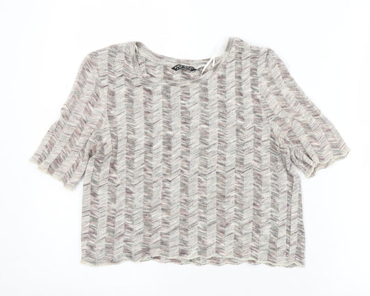 Womens UK Size 12 Select Multicoloured Cropped T-Shirt