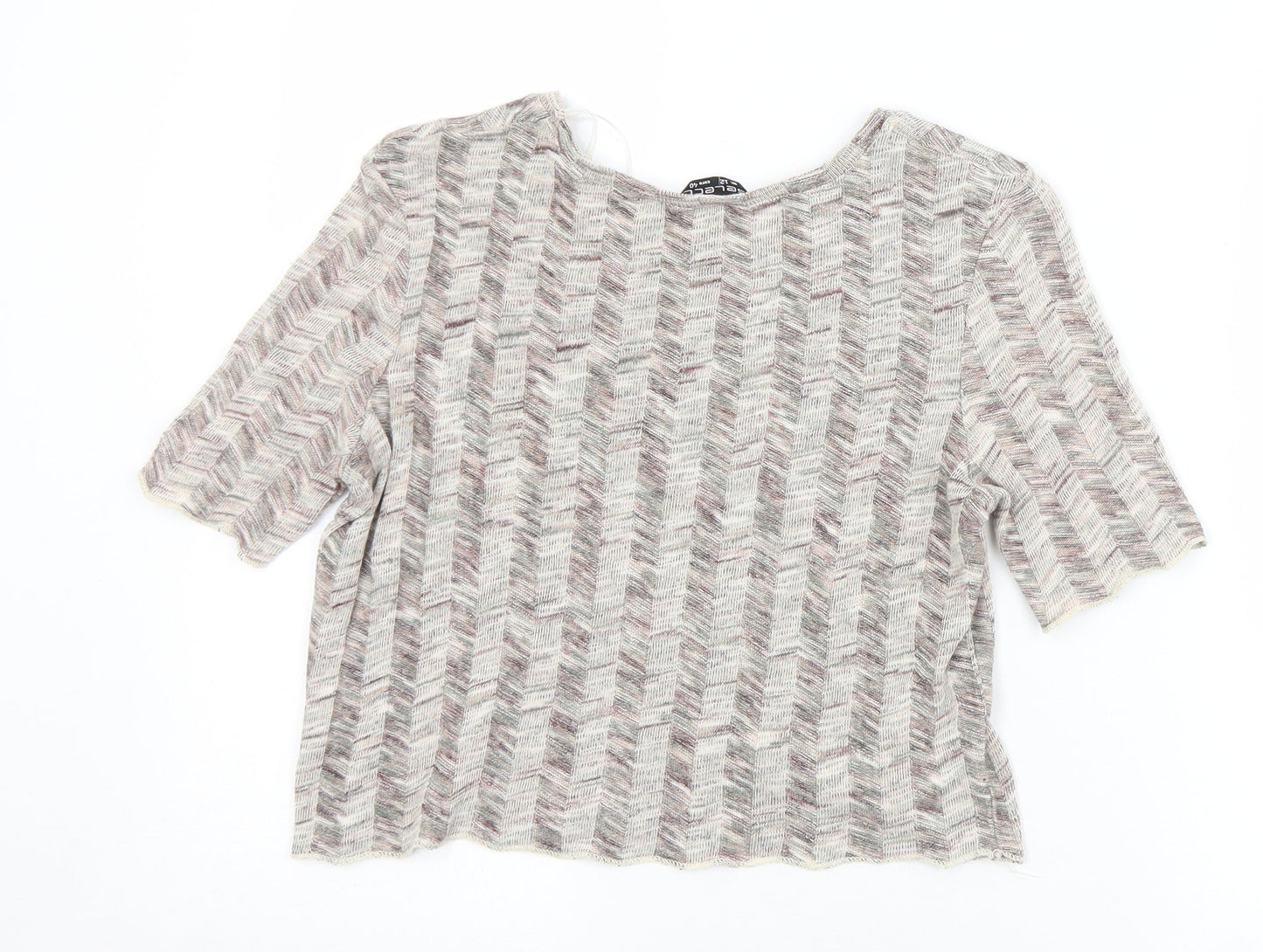 Womens UK Size 12 Select Multicoloured Cropped T-Shirt