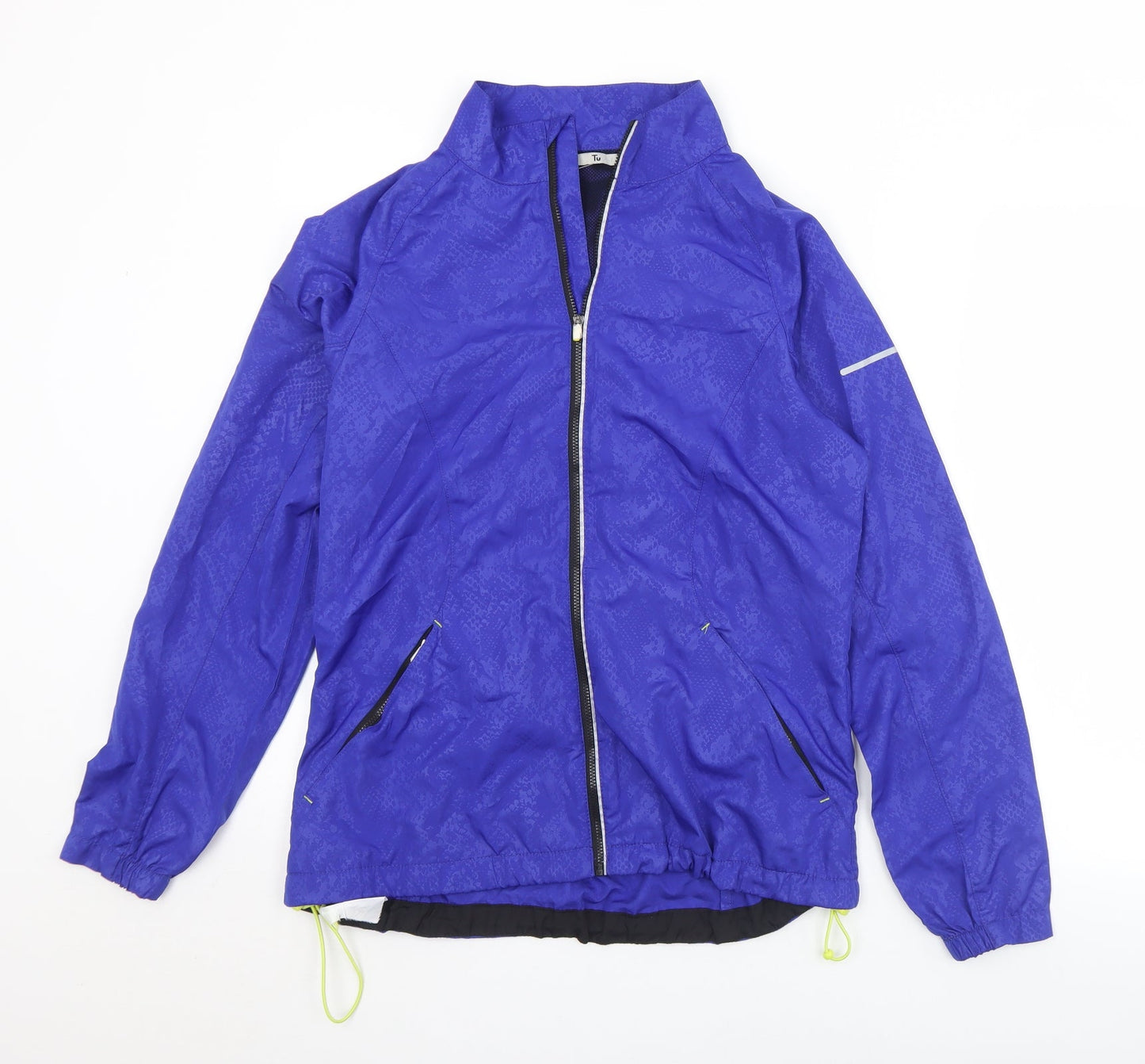 TU Womens Blue Geometric  Windbreaker Jacket Size 10  Zip