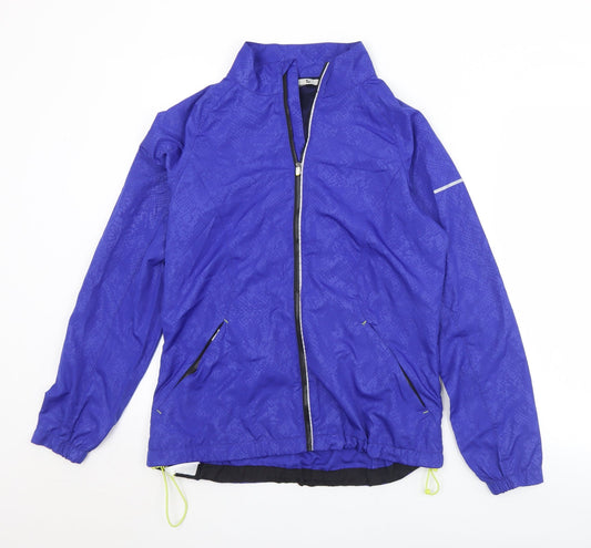 TU Womens Blue Geometric  Windbreaker Jacket Size 10  Zip