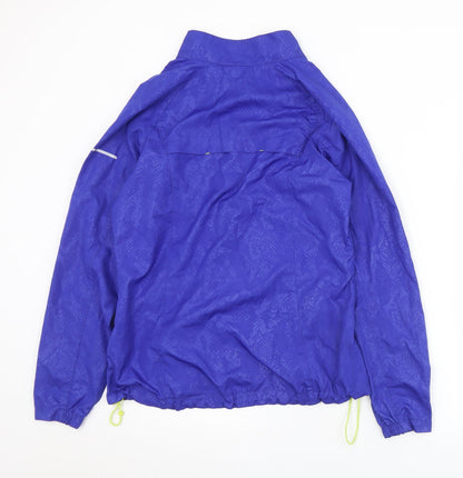 TU Womens Blue Geometric  Windbreaker Jacket Size 10  Zip