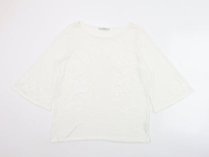 George Womens White Round Neck Floral Polyester Pullover Jumper Size 16   - Floral print