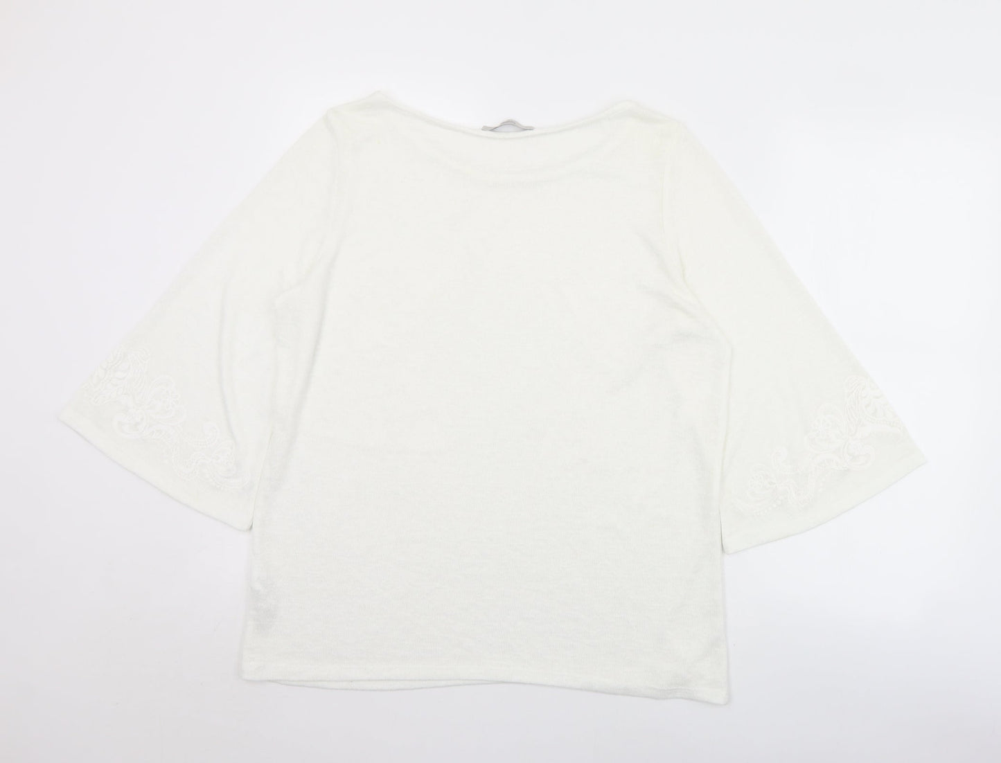 George Womens White Round Neck Floral Polyester Pullover Jumper Size 16   - Floral print