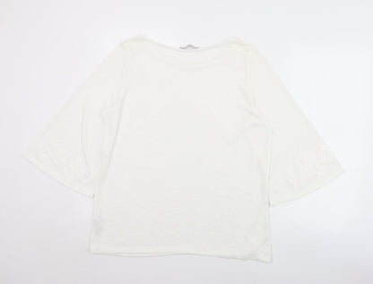 George Womens White Round Neck Floral Polyester Pullover Jumper Size 16   - Floral print